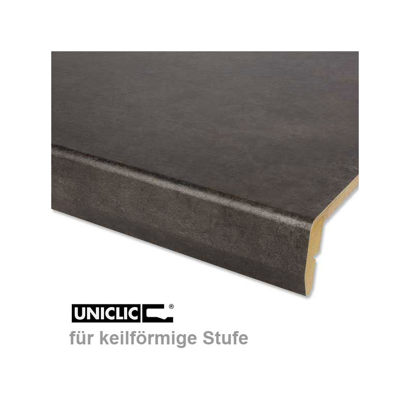 Renovierungsstufe 1600 x 500 mit Uniclic Trenovo Vinyl Beton Anthrazit dunkel